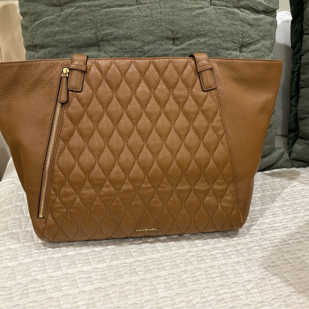 Saddle leather vera bradley tote/work bag